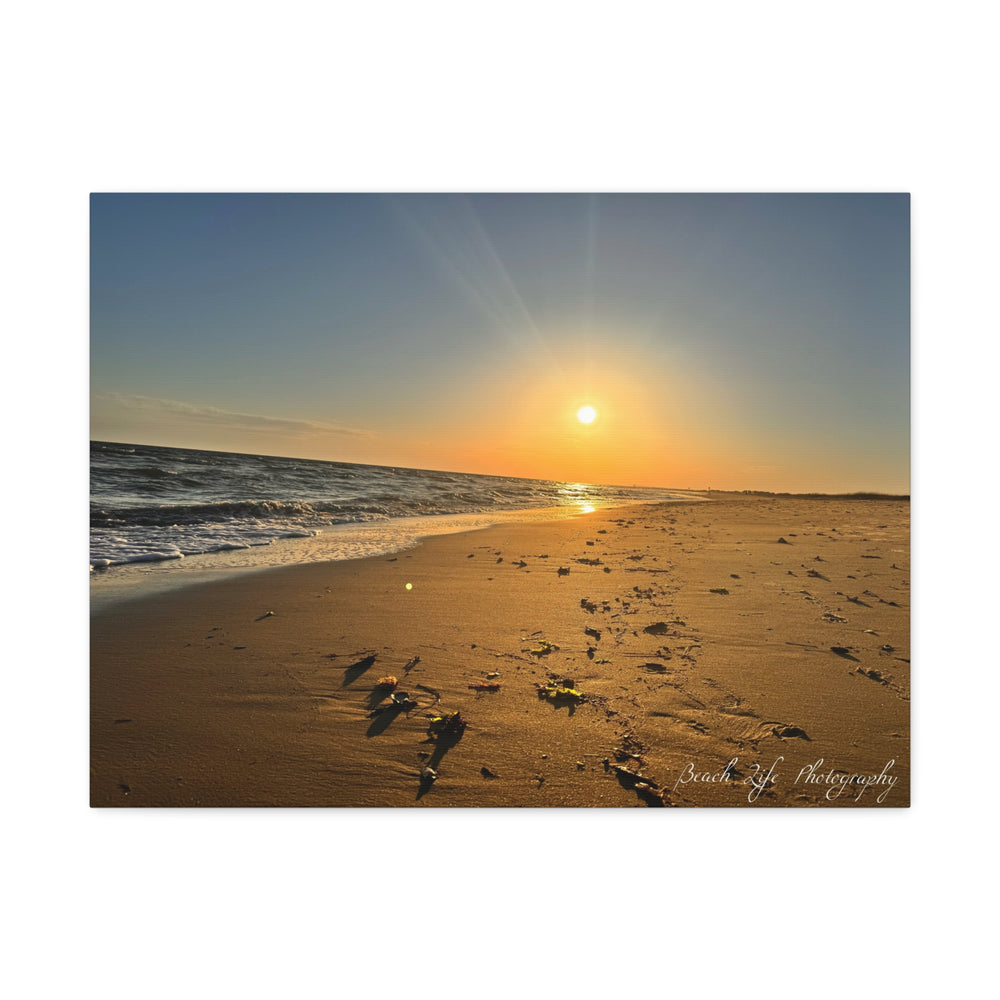 Golden Hour Shoreline — Stretched Canvas