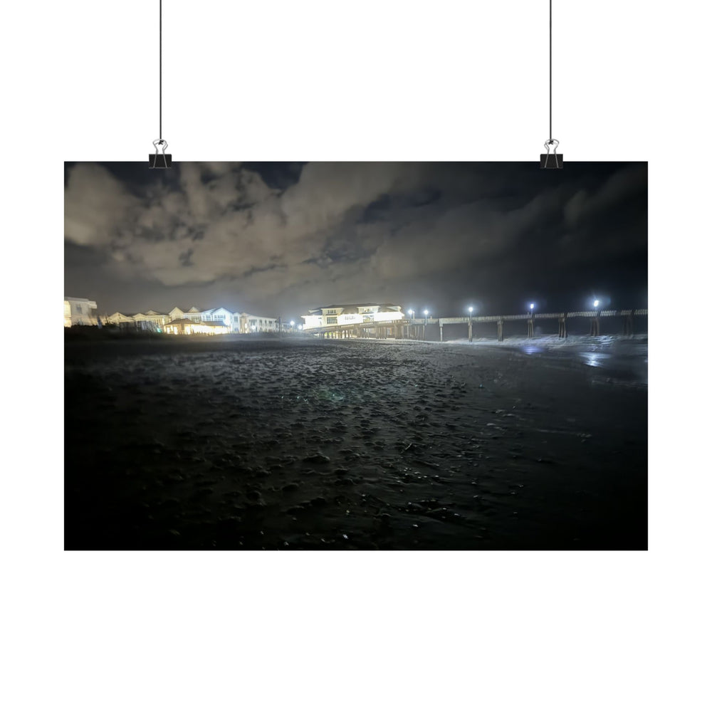 Pier Lights At Night — Matte Poster