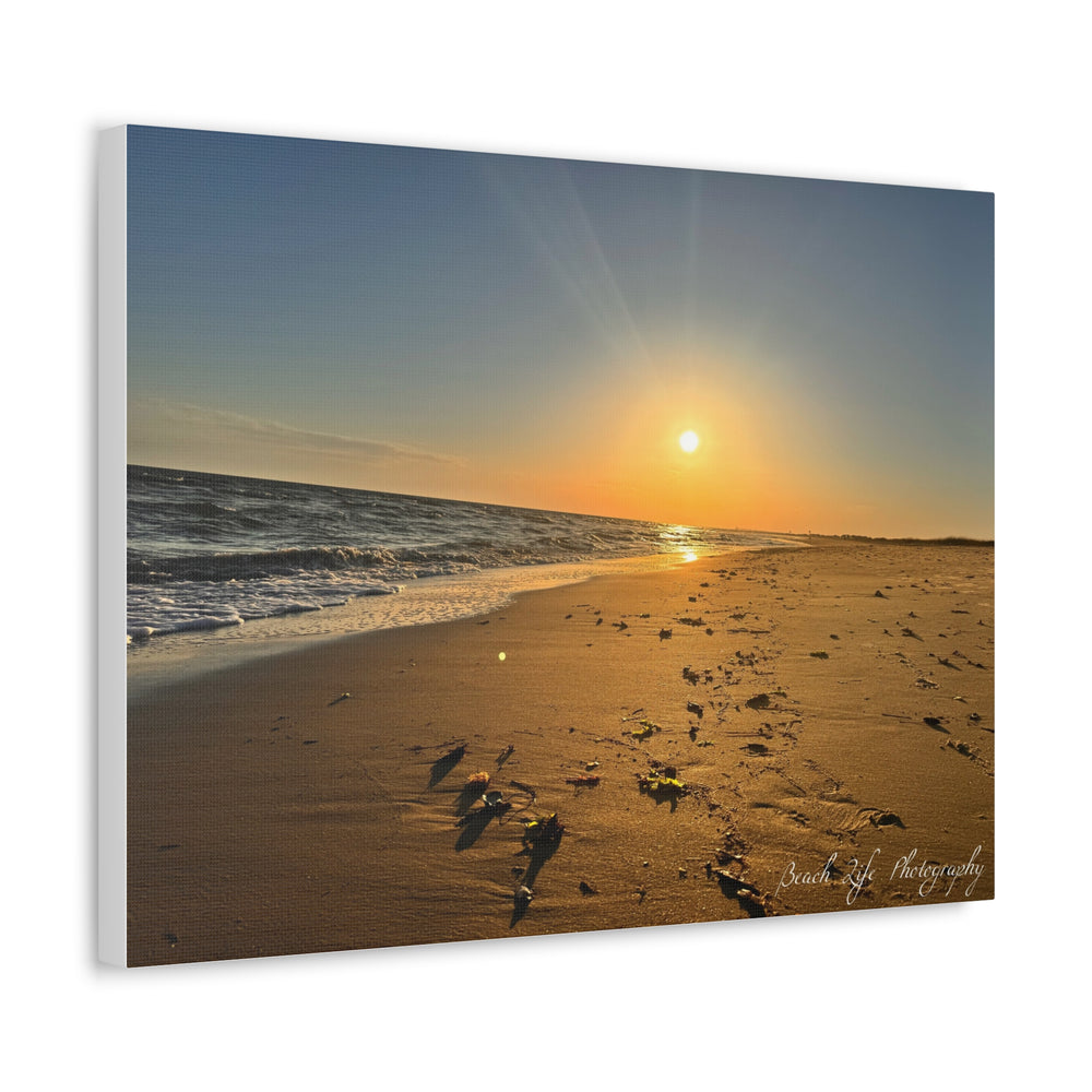 Golden Hour Shoreline — Stretched Canvas