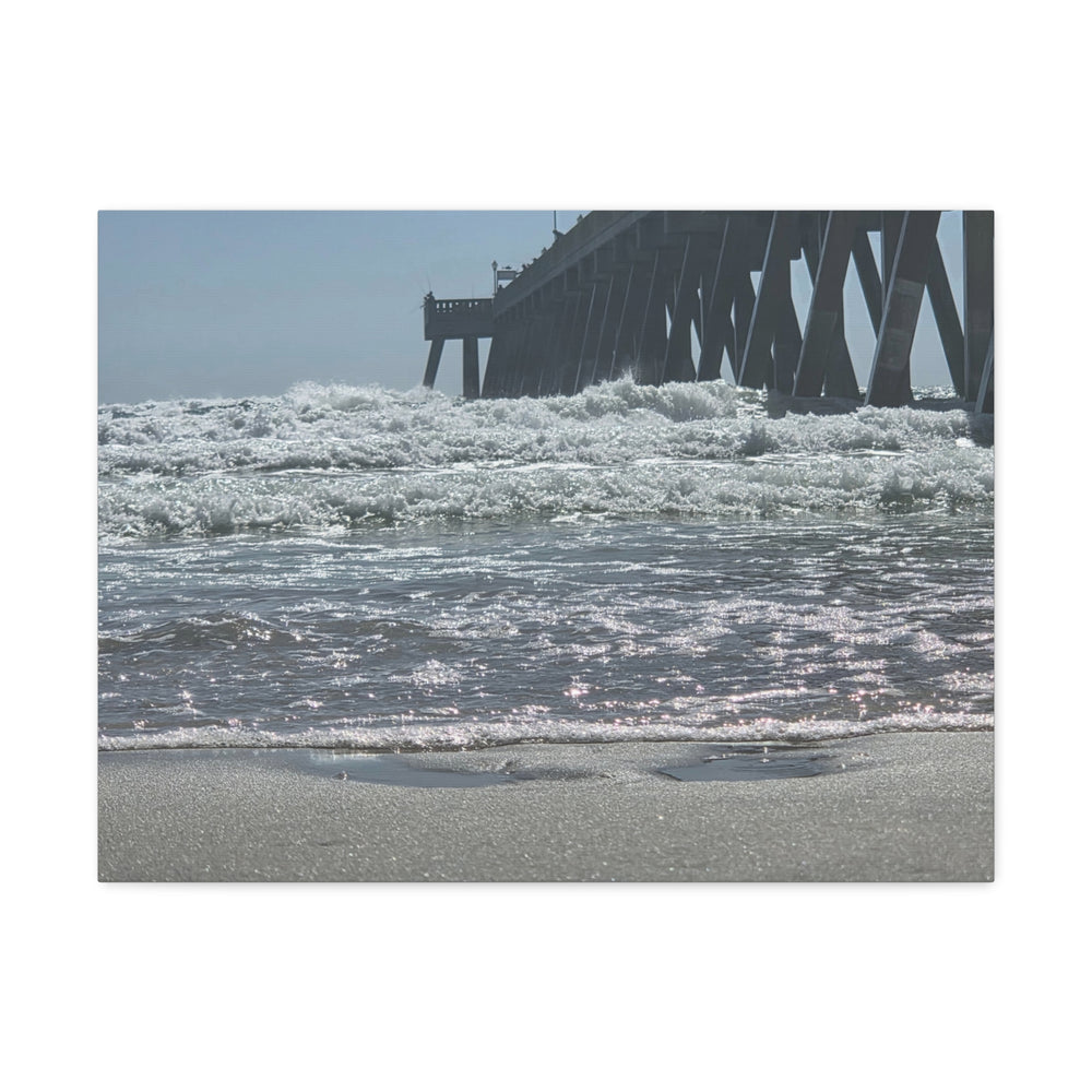 Foam Line To The Pier — Stretched Canvas