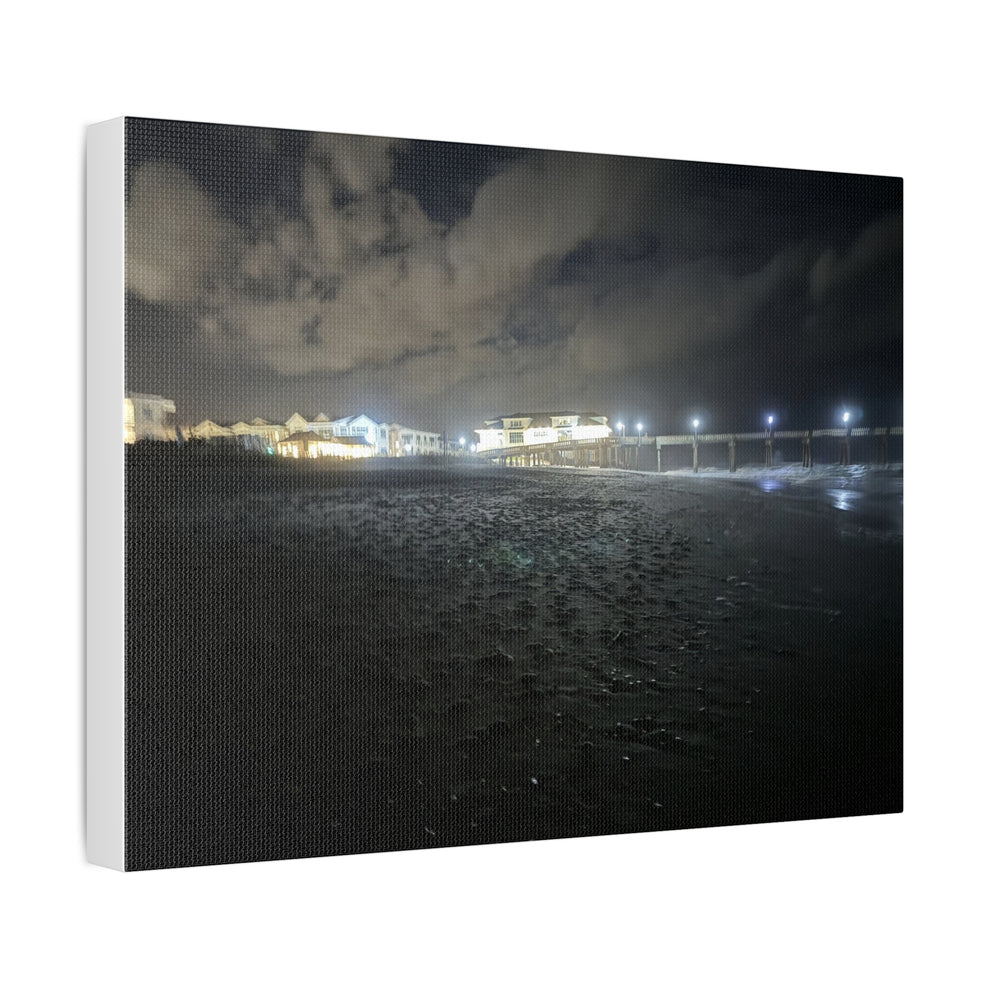 Pier Lights At Night — Stretched Canvas