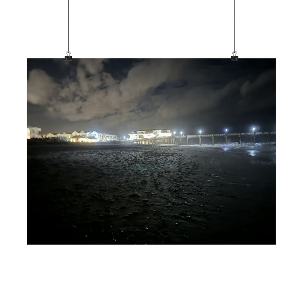 Pier Lights At Night — Matte Poster