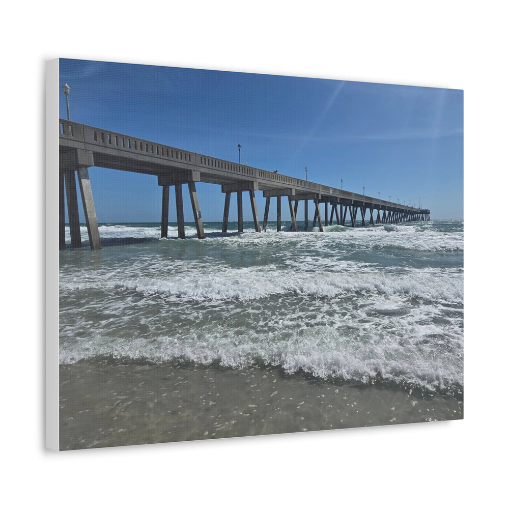 Pier In Full Blue — Stretched Canvas