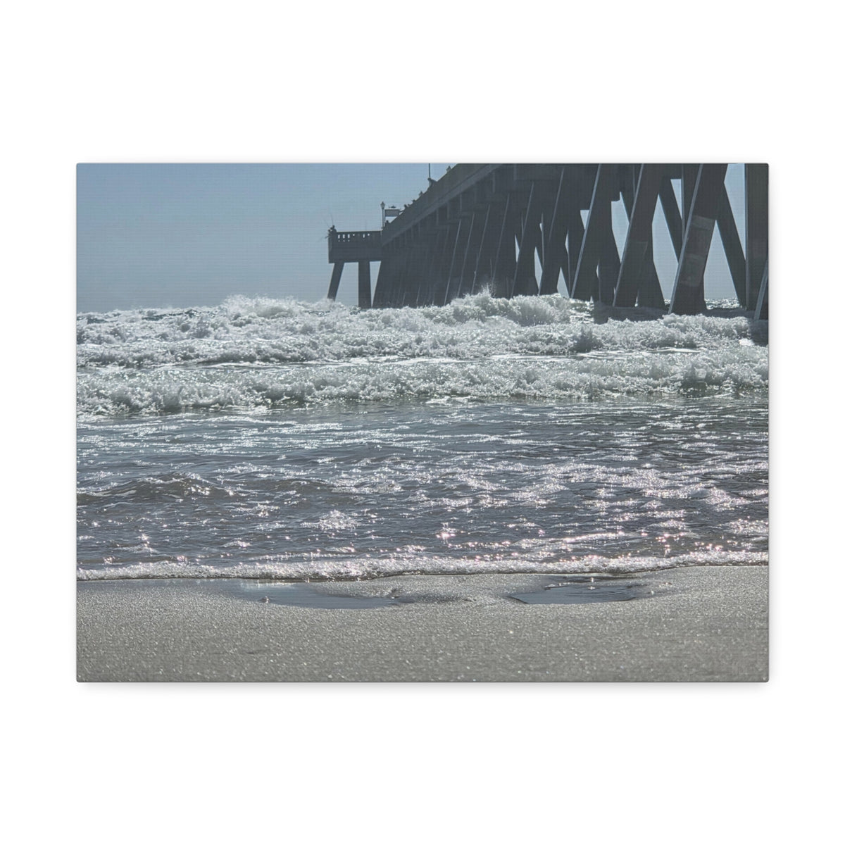 Foam Line To The Pier — Stretched Canvas