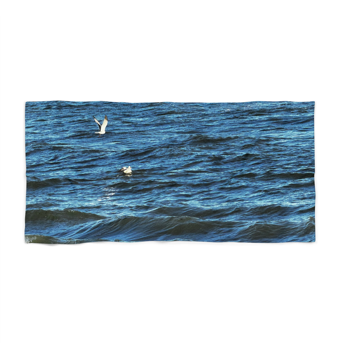 Gulls Over Blue Water — Beach Towel