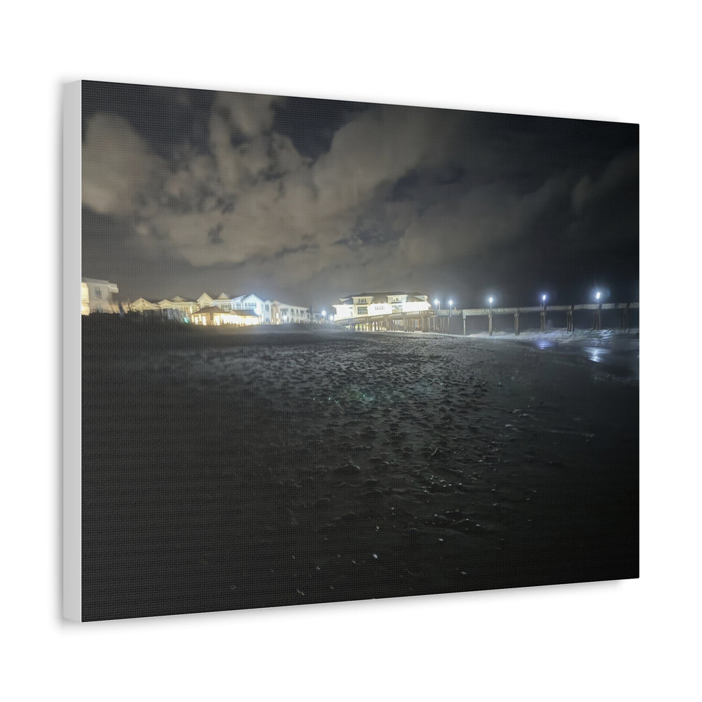 Pier Lights At Night — Stretched Canvas