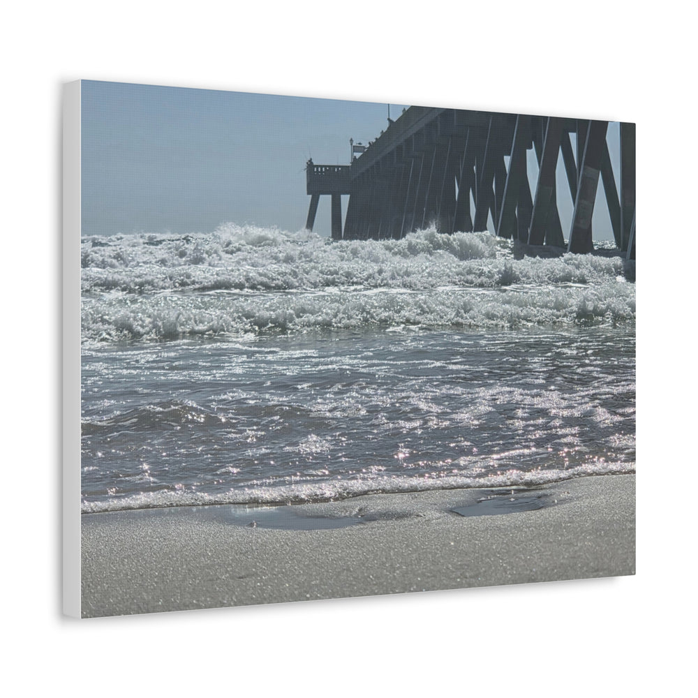 Foam Line To The Pier — Stretched Canvas