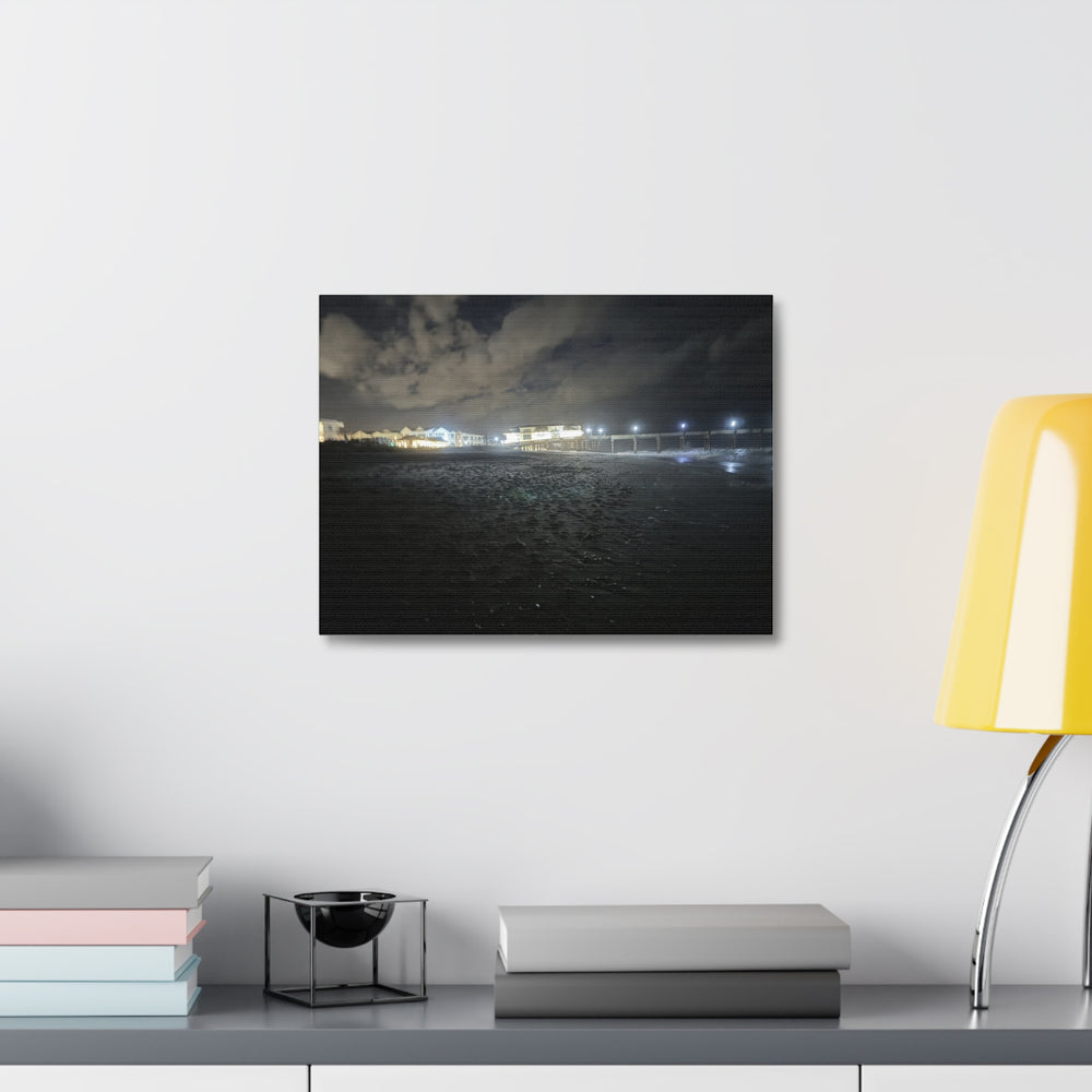Pier Lights At Night — Stretched Canvas