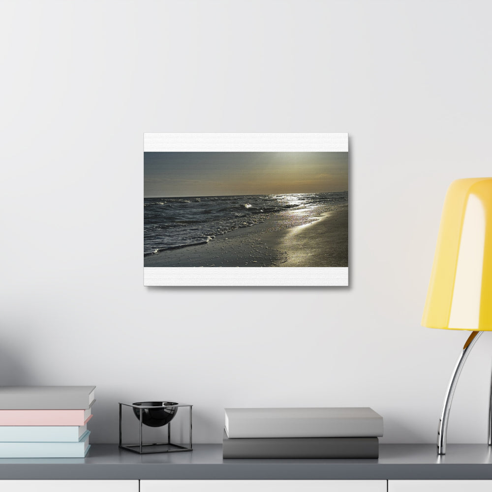 Silver Morning Shoreline — Stretched Canvas