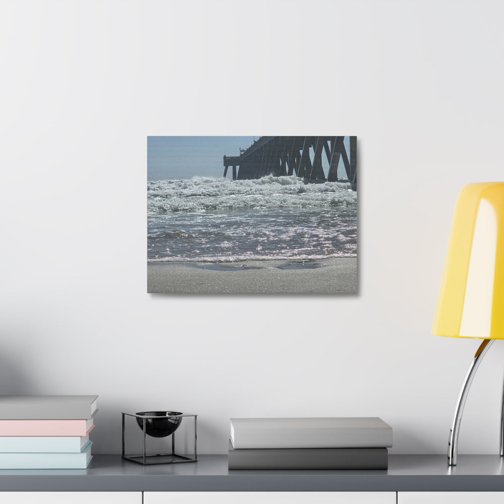 Foam Line To The Pier — Stretched Canvas