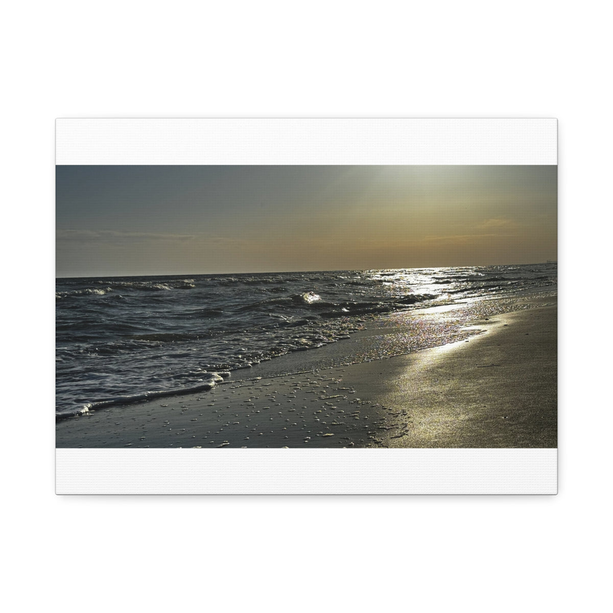 Silver Morning Shoreline — Stretched Canvas