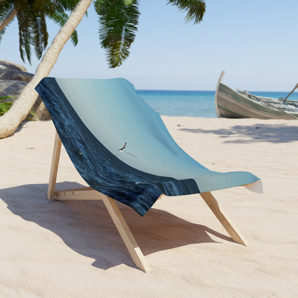 Lone Gull Soaring — Beach Towel