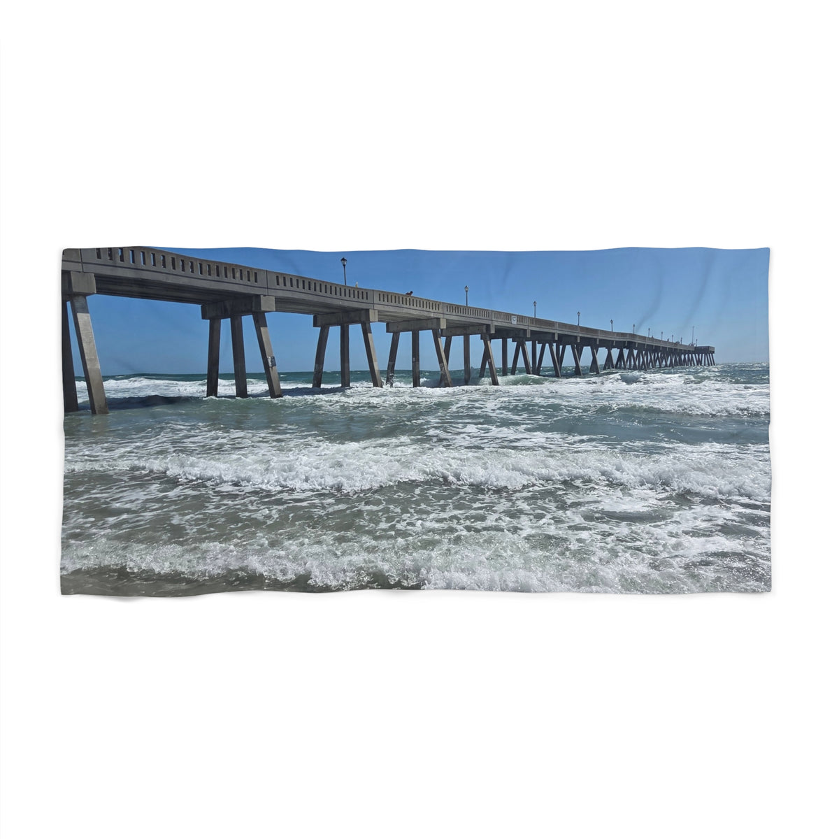 Pier In Full Blue — Beach Towel
