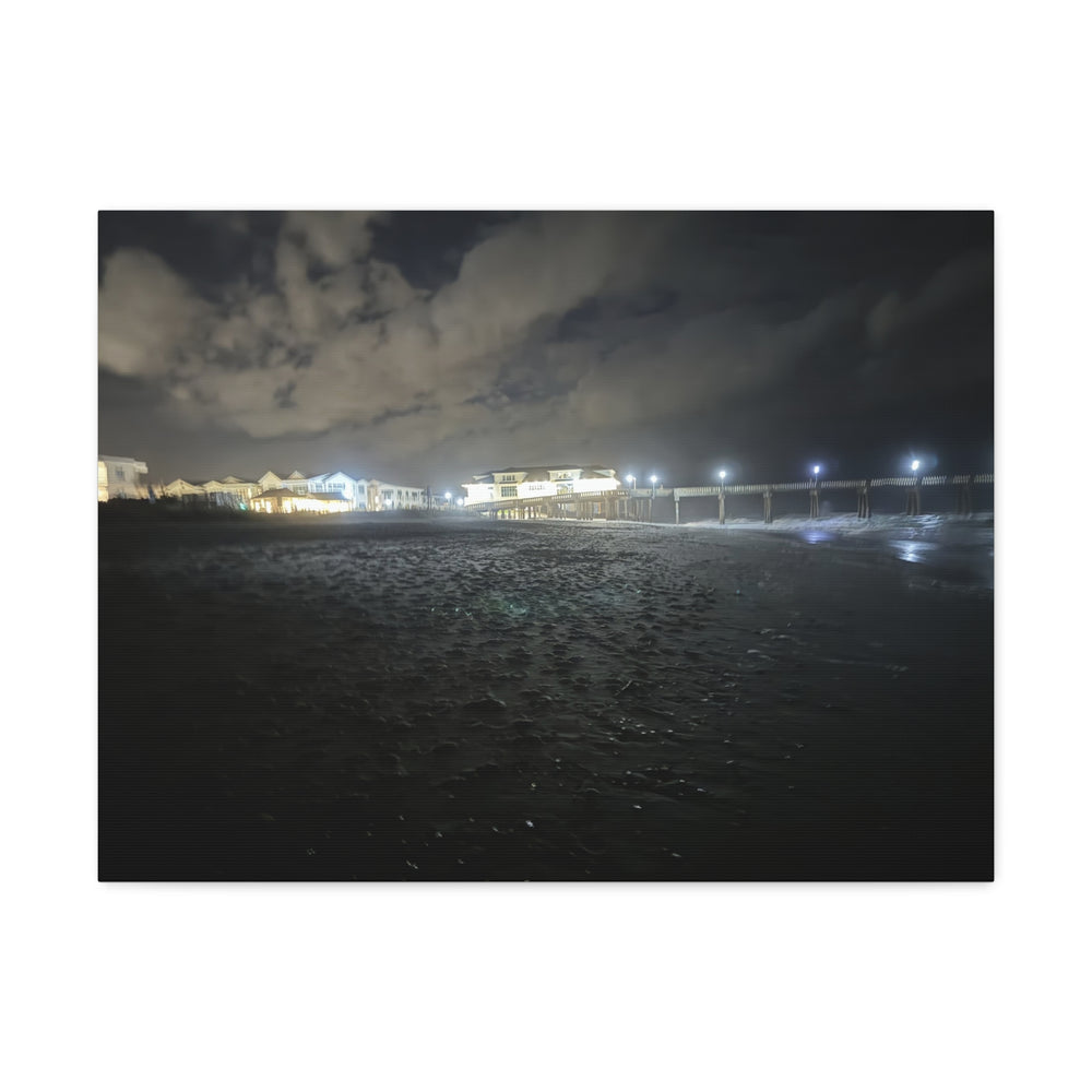 Pier Lights At Night — Stretched Canvas